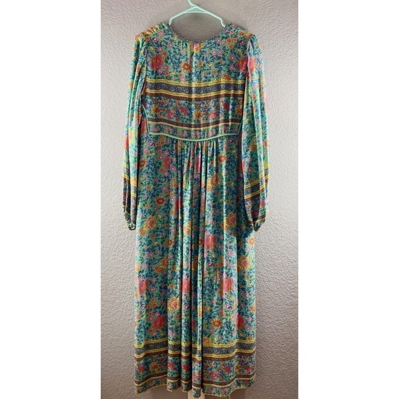 Spell & The Gypsy Collective Folk Town Boho Turquoise Floral Midi Dress - Picture 10 of 16